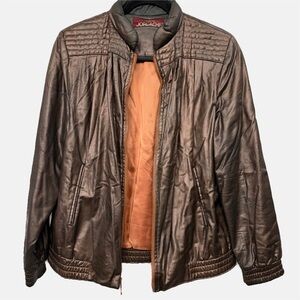 Vintage Metallic Jordache Women's Metallic Medium Copper Bomber Jacket Quilted